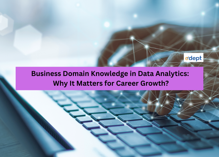 Business domain knowledge is crucial for data analytics career growth because it transforms analysts from mere data crunchers into strategic partners, enabling them to ask better questions, deliver relevant insights, improve stakeholder communication, solve real-world problems effectively, and ultimately drive business value, leading to specialization, higher impact, and increased earning potential.