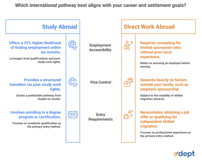 Study Abroad vs Direct Work Abroad: Complete Guide for Career Growth